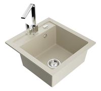 Mexen Vito fregadero de granito de 1 seno con grifo de cocina Rita, beige - 6503-69-670300-00 16982 5905315017574