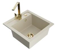 Mexen Vito fregadero de granito de 1 seno con grifo de cocina Rita, beige - 6503-69-670300-50 16989 5905315017598