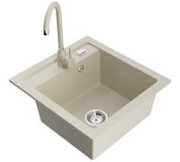 Mexen Vito fregadero de granito de 1 seno con grifo de cocina Telma, beige - 6503-69-670200-69 6165 5907709189287