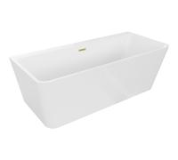 Mexen Volta bañera independiente adosada 150 x 75 cm, blanca, rebosadero dorado cepillado - 51131507500-55 45551 5905315377845