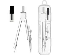 MEXRUMI 1 Piezas Compás Dibujo Técnico Compás Escolar Compás Escolar Primaria Compás Geométrico Para Escolar Con 3Pc Minas De Recambio Para Compás Para Dibujo Matematico (Plata)