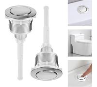 MEXWLOP 2 uds botón de descarga inodoro 38Mm Kit reemplazo cromado | cisterna cabeza redonda con pulsación única
