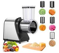 Meykey - Cortador de verduras eléctrico (250 W, rallador eléctrico para verduras y frutas, cortador de verduras eléctrico, 5 cuchillas cónicas, con control de un solo botón,