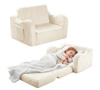 MeYuxg 3 en 1 Sofa Infantil, Sillon Bebe para Niños y Niñas, Beige | Sillón Convertible y Cama Plegable, Mini Sofá, Regalo del Niño y Cumpleaños