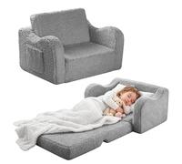 MeYuxg 3 en 1 Sofa Infantil, Sillon Bebe para Niños y Niñas, Sillón Convertible y Cama Plegable, Mini Sofá, Regalo del Niño y Cumpleaños, Gris