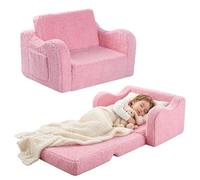 MeYuxg 3 en 1 Sofa Infantil, Sillon Bebe para Niños y Niñas, Sillón Convertible y Cama Plegable, Mini Sofá, Regalo del Niño y Cumpleaños, Rosa