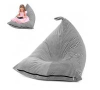 MeYuxg Puf para juguetes de peluche para niños, 127 x 72 x 72 cm, 200 L, puf suave con respaldo, organizador de juguetes para habitación infantil, sin relleno (rayas grises y negras)
