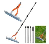 MeYuxg Rastrillo escarificador de metal con mango 170 cm, escarificador de mano ajustable, rastrillo de escarificador para limpiar hierba tótem para jardín, patio, césped