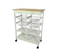 Meyvaser Carro de Cocina verdulero 4 cestas y 4 baldas 087x067x037 Cm Color Blanco Miel