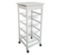 Meyvaser Carro Verdulero Frutero Cocina 4 cestas y Cajon cubertero 37x37x85cm con Ruedas