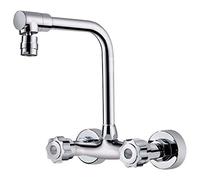 Mezclador de Agua fría y Caliente de Doble manija de Cobre, válvula de cerámica montada en la Pared, Grifo de Cocina, grifos de Lavabo de baño