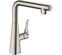 Mezclador de cocina monomando hansgrohe Metris Select 260, 1 chorro, 14847800, Color: Acabado en acero inoxidable