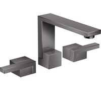 mezclador de lavabo de 3 agujeros AXOR Edge 130 con residuos abiertos a presión, corte de diamante, 46051330, Color: Cromo negro pulido