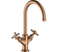 Mezclador de lavabo hansgrohe AXOR Montreux de dos manijas 210, sin juego de desagüe, 16506140, Color: Bronce cepillado