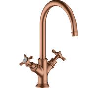 Mezclador de lavabo hansgrohe AXOR Montreux de dos manijas 210, sin juego de desagüe, 16506310, Color: Oro rojo cepillado