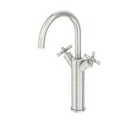 Mezclador de lavabo Steinberg serie 250, alto, giratorio, bimando, con juego de desagüe, proyección de 155 mm, 2501550BN, Color: Níquel Cepillado