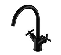 Mezclador de lavabo Steinberg serie 250, giratorio, bimando, con juego de desagüe, proyección de 155 mm, 2501500S, Color: Negro Mate
