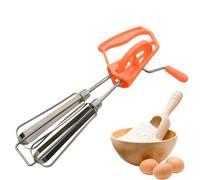 Mezclador de manivela, manivela para batidores de huevos | Batidor de acero inoxidable con 2 cabezales de mezcla, utensilio de cocina para colgar, batidora de huevos con mango