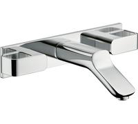 Mezclador empotrado para lavabo de 3 agujeros hansgrohe AXOR Urquiola con caño corto, 11042250, Color: Óptica de oro cepillado