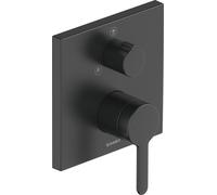 Mezclador monomando de ducha empotrado Duravit C.1, roseta cuadrada, 2 consumidores, rociador manual de conversión / rociador de ducha, C14210011046, Color: Negro Mate