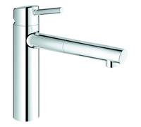 Mezclador monomando de fregadero Grohe Concetto, proyección 202mm, medio-alto, extraíble, giratorio, 31129001, Color: cromado