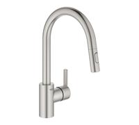 Mezclador monomando de fregadero Grohe Feel, 223 mm de proyección, orientable, con duchas extraíbles, 31486DC1, Color: súper acero