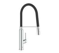 Mezclador monomando de fregadero Grohe Feel, 235 mm de proyección, flexo GROHFlexx Santoprene, orientable, cabezal de ducha profesional, 31489000, Color: cromado