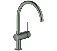 Mezclador monomando de fregadero Grohe Minta, 223 mm de alcance, caño en C, orientable, 32917AL0, Color: grafito duro cepillado
