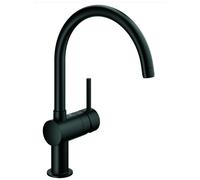 Mezclador monomando de fregadero Grohe Minta, 223 mm de alcance, caño en C, orientable, 32917KS0, Color: negro de terciopelo