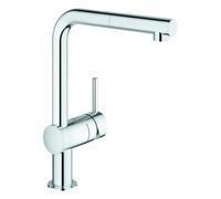 GROHE Grifo de fregadero Minta 31397000 – Monomando, caño en L giratorio 360°, ducha extraíble cromo