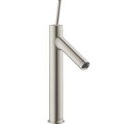 mezclador monomando de lavabo AXOR Starck 80 con mango de palanca para lavabos de lavado a mano con juego de desagüe, 10123800, Color: Óptica de acero inoxidable