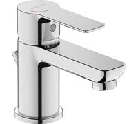 Mezclador monomando de lavabo Duravit D-Code S FreshStart y Minusflow, con juego de desagüe, DC1013001010, Color: Cromo alto brillo