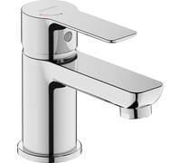 Mezclador monomando de lavabo Duravit D-Code S FreshStart y Minusflow, sin juego de desagüe, DC1013002010, Color: Cromo alto brillo
