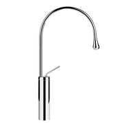 Mezclador monomando de lavabo Gessi Goccia versión alta, con radio de caño 125 mm, sin juego de desagüe, proyección 244mm, ángulo de giro personalizable, 33810713, Color: Latón antiguo