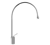 Mezclador monomando de lavabo Gessi Goccia versión alta, con radio de caño de 197 mm, sin juego de desagüe, proyección de 387 mm, ángulo de rotación personalizable, 33808713, Color: Latón antiguo