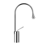 Mezclador monomando de lavabo Gessi Goccia versión alta, con radio de caño de 90 mm, sin juego de desagüe, proyección de 174 mm, ángulo de rotación personalizable, 33805713, Color: Latón antiguo