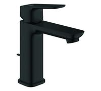 Mezclador monomando de lavabo Grohe Cubeo, tamaño M, proyección 116mm, juego de desagüe, 1017492430, Color: Negro mate
