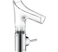 Mezclador monomando de lavabo hansgrohe AXOR Starck V 140 con caño de vidrio y juego de desagüe - facet cut, 12123000, Color: cromado