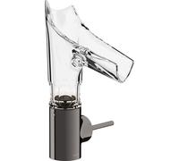 Mezclador monomando de lavabo hansgrohe AXOR Starck V 140 con caño de vidrio y juego de desagüe - facet cut, 12123330, Color: Cromo negro pulido