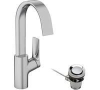 hansgrohe Vivenis Grifo monomando de lavabo 210 con caño giratorio y vaciador automático, cromo, 75030000