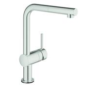 Mezclador monomando electrónico de fregadero Grohe Minta Touch, 224 mm de alcance, caños en L, accionado por pilas, orientable, extraíble, 31360DC1, Color: súper acero