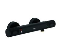 Mezclador termostático de ducha Grohe Grohtherm 1000 Performance, rosetas metálicas, con conexiones en S, 34827KF0, Color: Negro fantasma