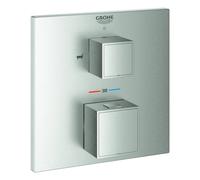 Mezclador termostático Grohtherm Cube de Grohe para Rapido SmartBox, con desviador de 2 vías integrado, 2 consumidores, 24155DC0, Color: súper acero