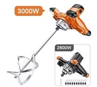 Mezcladora Industrial de Cemento de 2800W/3000W, 6 Velocidades Ajustables, Mezcladora Manual para Pintura, Masilla, Polvo, Cemento, Yeso, Mortero, Revestimiento, 220V 3000W 60MM Rod