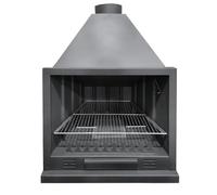 MF - Barbacoa de Leña para Interior Modelo A80 de 88 x 50 x 129 cm en Acero con Rejilla de Hierro Fundido, Parrilla de Asado, Control de Tiro y Pintura Anticalórica Negra