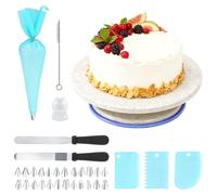 MFUSUL Plato Giratorio Para Tartas, Soporte Giratorio, Bandeja para Tartas, Kit Reposteria de Suministros con Raspadores, Espátulas, Mangas Pasteleras y Accesorios