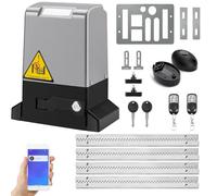 MFYDPP Abridor automático de portones corredizos, Motor de Cremallera, Control por aplicación, con 2 Controles remotos y Sensor infrarrojo, Kit Completo de herrajes para portones de hasta 12 m.