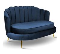 MG Design Canape 2 plazas Azul Marino 150 cm - con Suave tapicería, Respaldo Acolchado, con pies Dorados, en Tejido Aterciopelado - Sofá pequeño para salón, habitación de Invitados