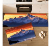 MGDIFYXAA Juego de 2 alfombras de Cocina,Juegos de tapetes de Cocina de pie Antideslizantes Montaña Nevada, para Dormitorio, Sala de Estar, Pasillo