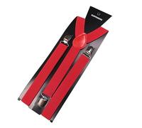 MGDIFYXAA Tirantes Elásticos de Cuero para Hombre y Mujer Ajustables para Traje Boda Jeans Mono Pantalones Moto Accesorio Regalo Rojo 2.5×100cm